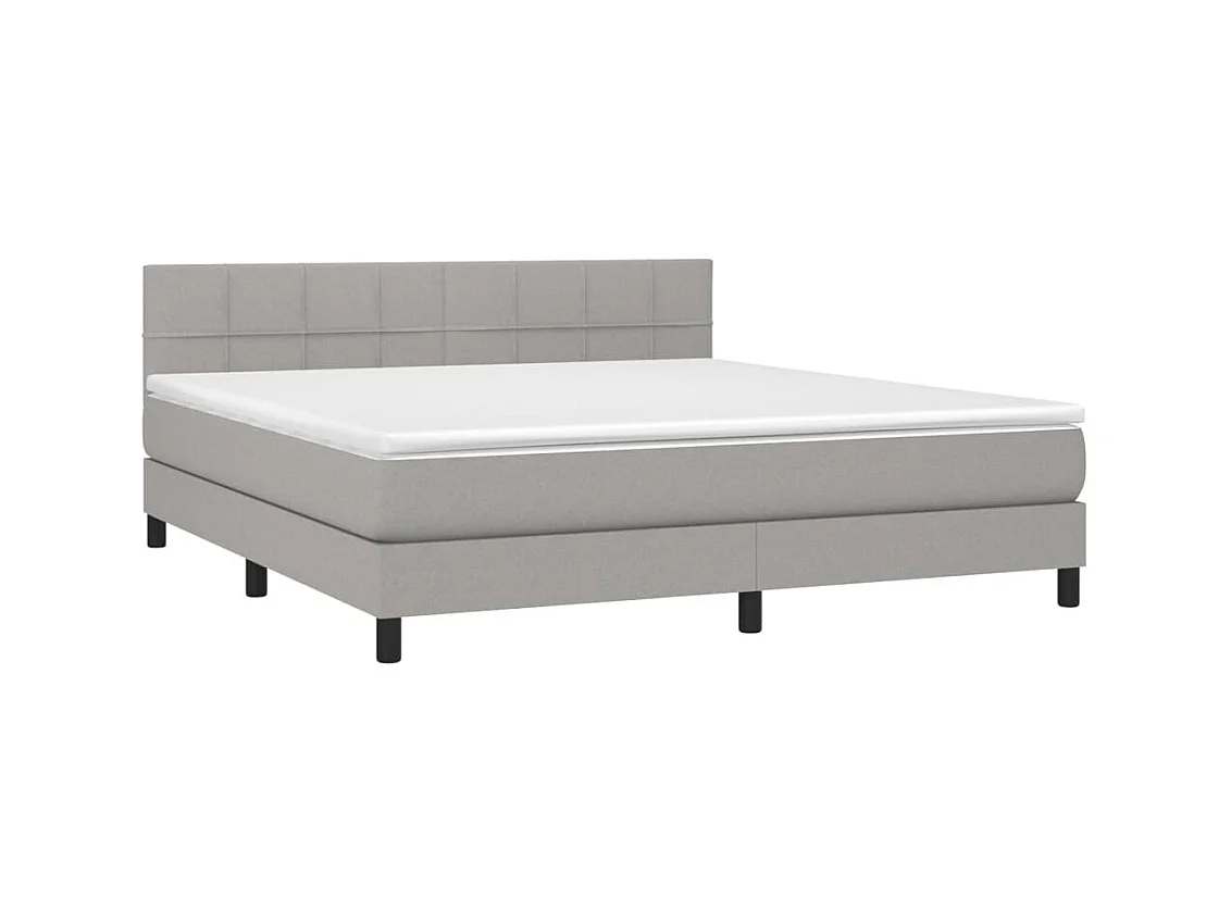 Ensemble complet boxspring - 180x200 cm + sommier tapissier + matelas Gris clair Tissu SRGW74492