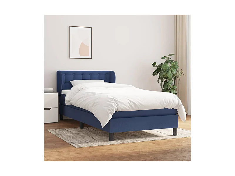 Conjunto Boxspring - 90x200 cm + Somieres + colchón tela azul ES40338