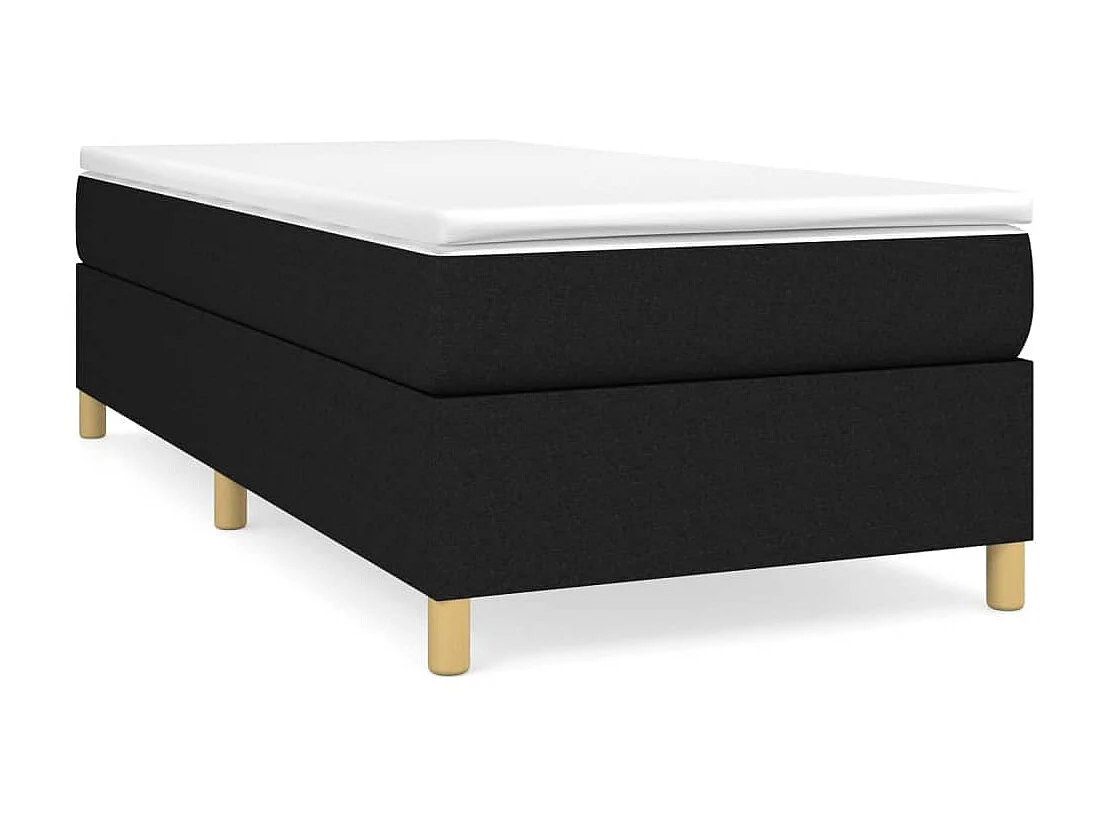 Ensemble complet boxspring - 90x200 cm + sommier tapissier + matelas Noir Tissu SRGW14244