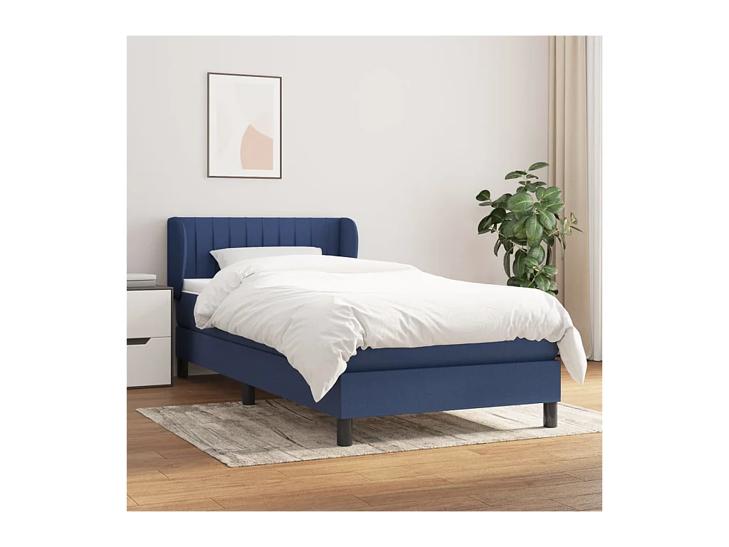 Ensemble complet boxspring - 80x200 cm + sommier tapissier + matelas Bleu Tissu SRGW35236