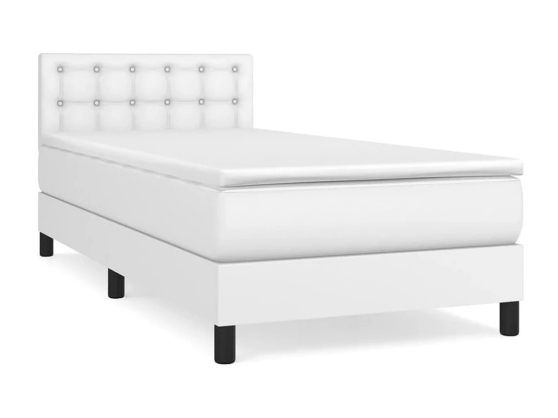 Ensemble complet boxspring - 80x200 cm + sommier tapissier + matelas Blanc Similicuir SRGW99685