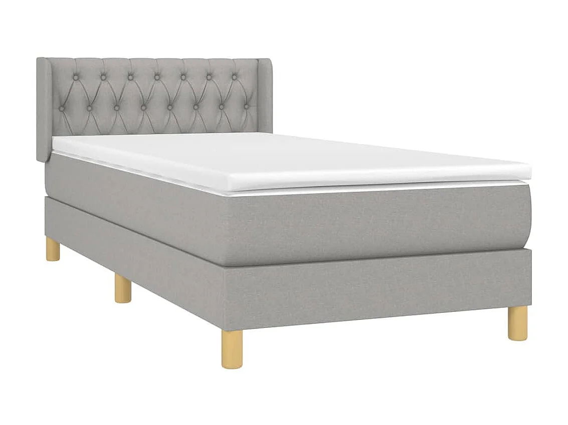 Conjunto Boxspring - 90x200 cm + Somieres + colchón tela gris claro ES37636