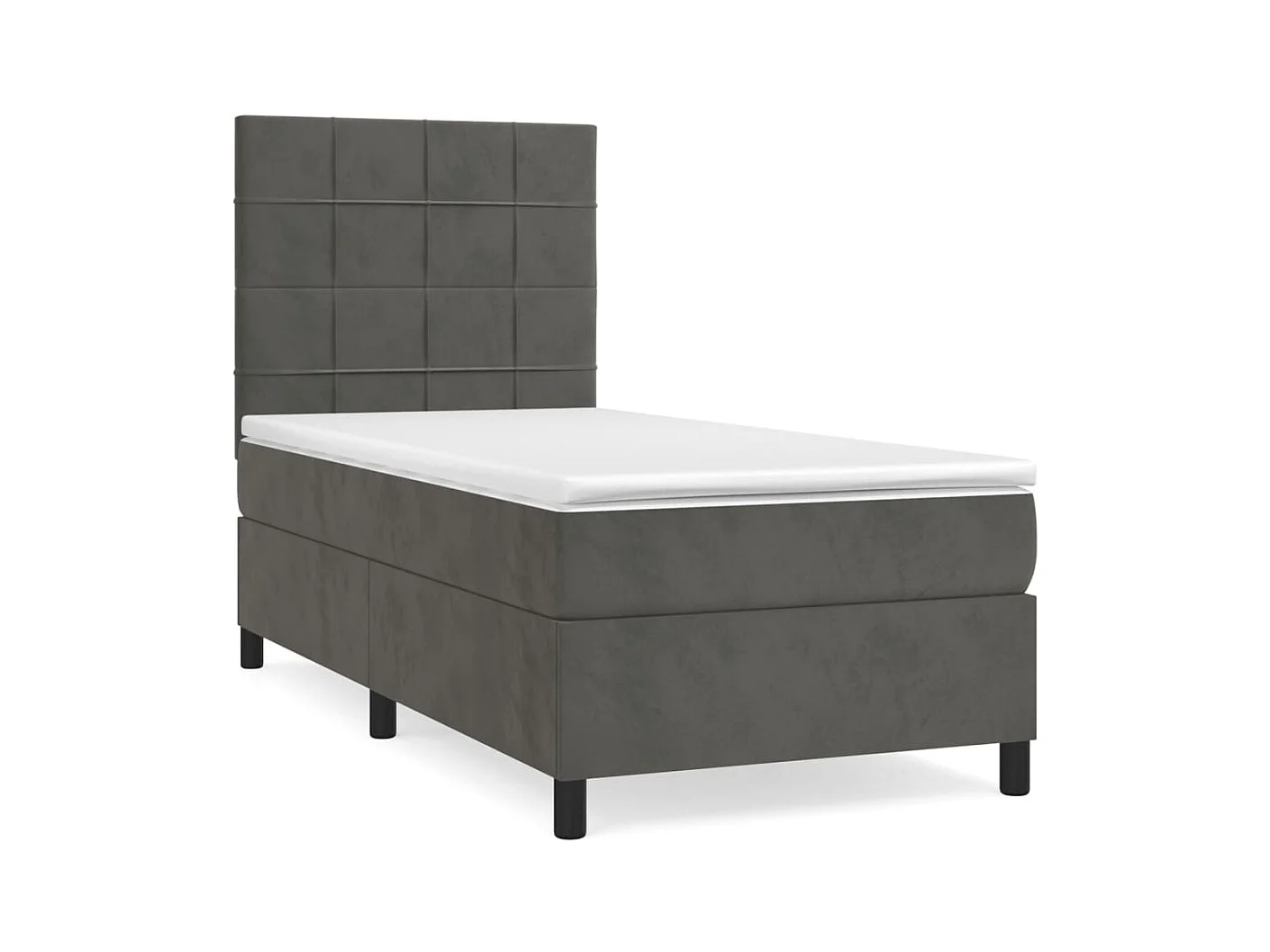 Conjunto Boxspring - 80x200 cm + Somieres + colchón terciopelo gris oscuro ES36439