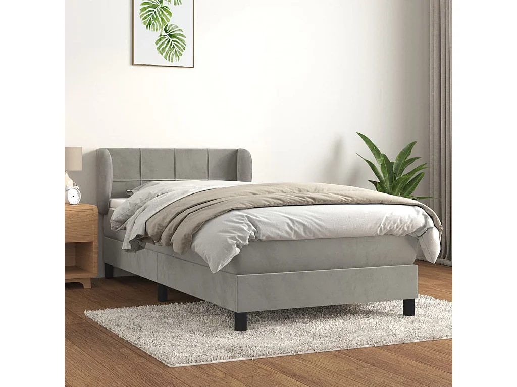 Boxspringbett mit Matratze,Bett für Schlafzimmer Hellgrau 90x200 cm Samt -CFW63254