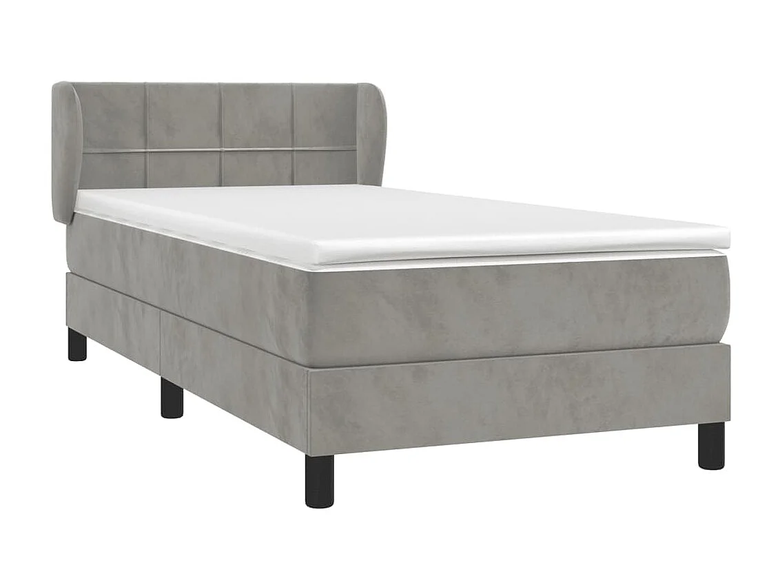 Boxspringbett mit Matratze,Bett für Schlafzimmer Hellgrau 90x200 cm Samt -CFW63254