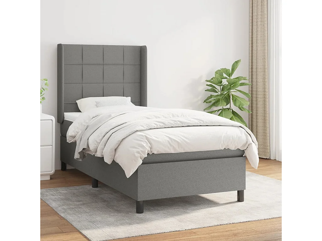 Cama continental com molas+ colchão 80x200 cm tecido cinzento-escuro PT823489