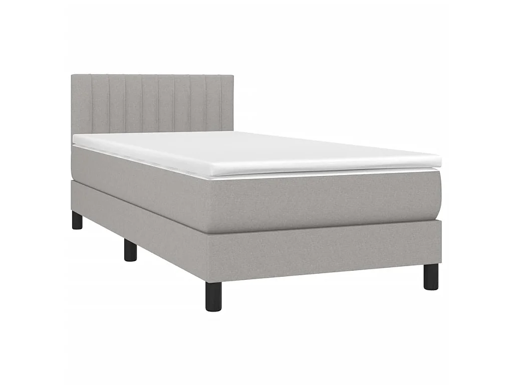 Ensemble complet boxspring - 90x200 cm + sommier tapissier + matelas Gris clair Tissu SRGW94363