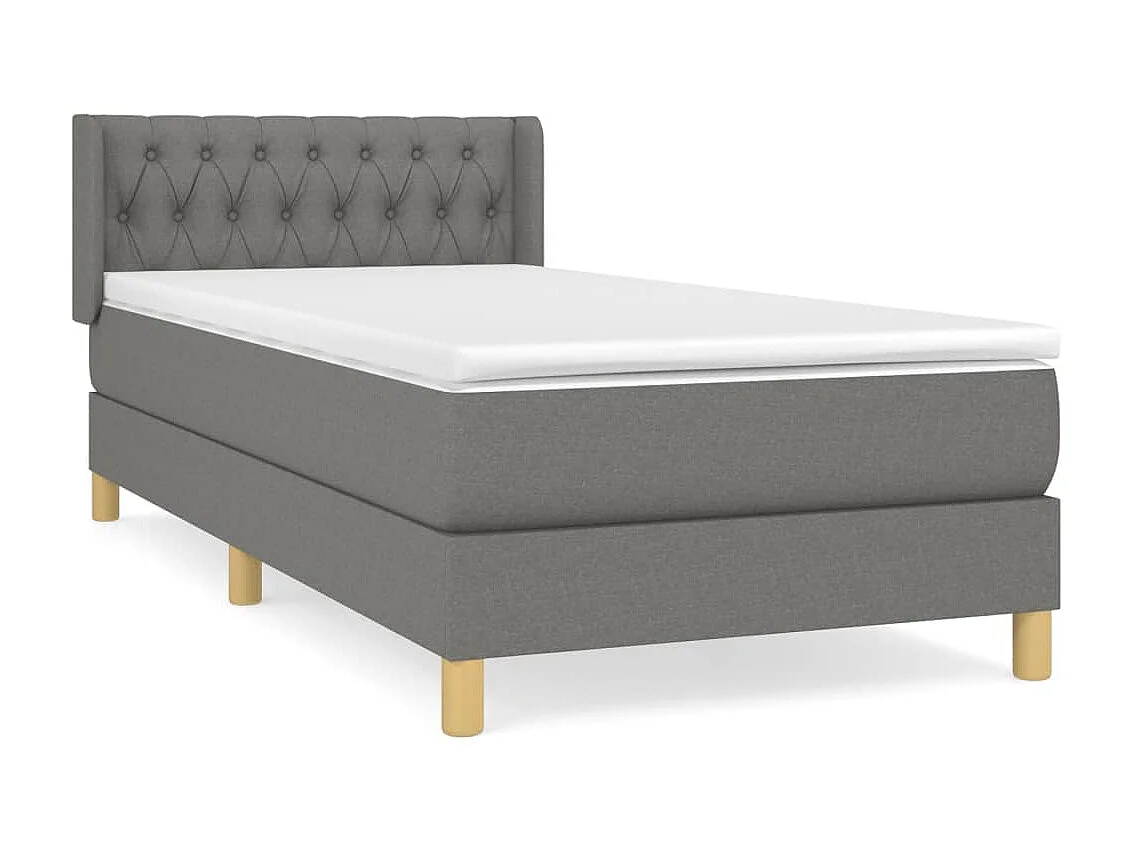 Conjunto Boxspring - 90x200 cm + Somieres + colchón tela gris oscuro ES37621
