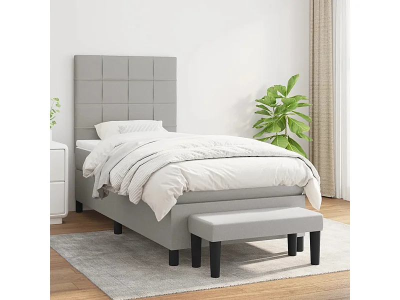 Conjunto Boxspring - 80x200 cm + Somieres + colchón tela gris claro ES37730