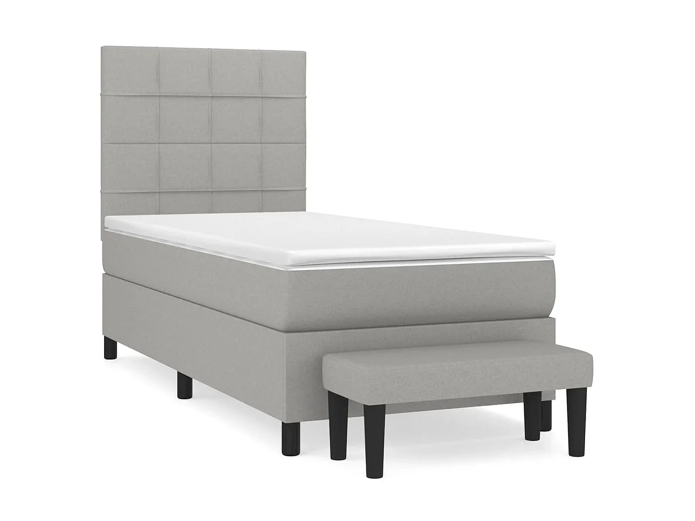 Conjunto Boxspring - 80x200 cm + Somieres + colchón tela gris claro ES37730