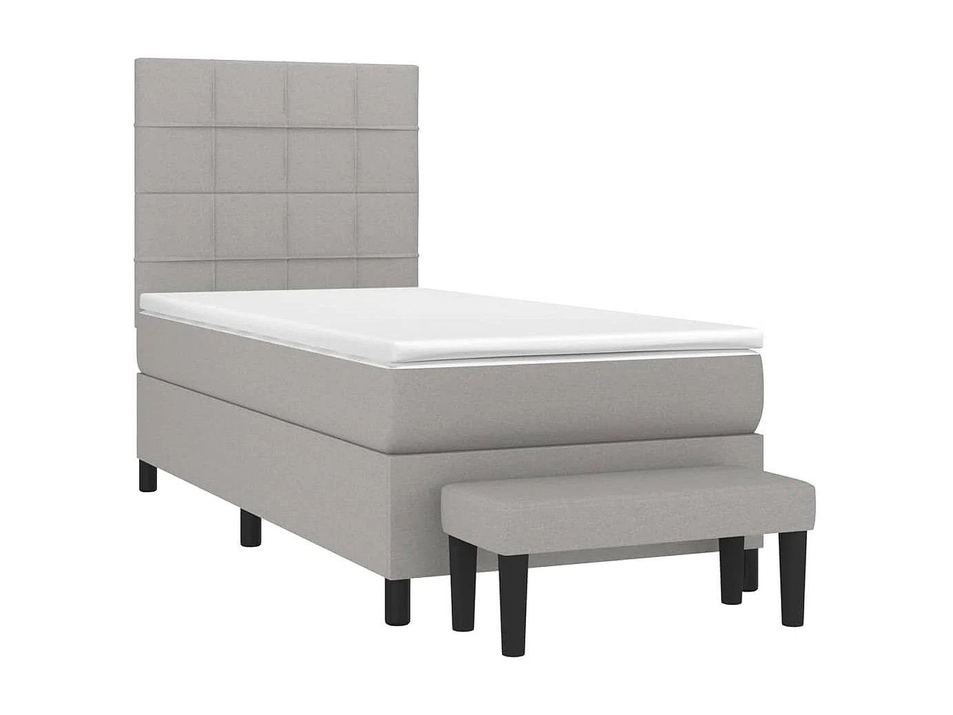 Conjunto Boxspring - 80x200 cm + Somieres + colchón tela gris claro ES37730