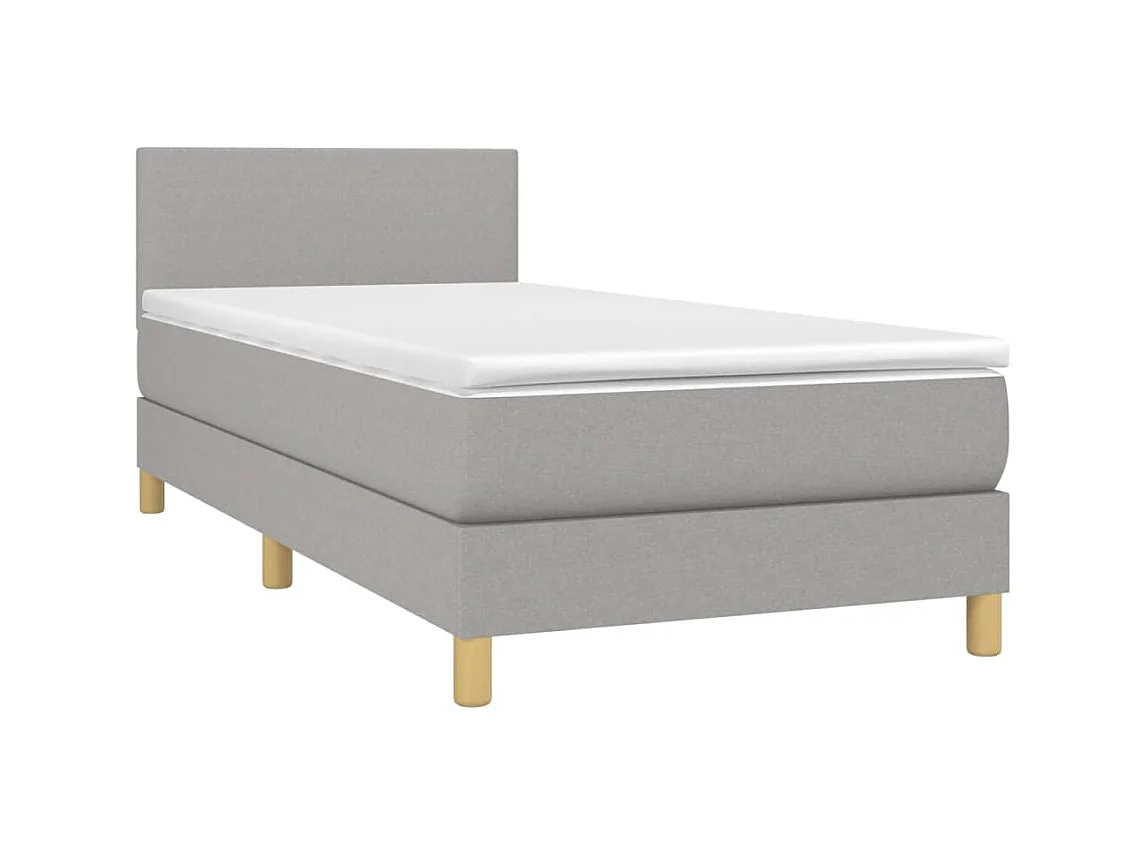 Ensemble complet boxspring - 90x190 cm + sommier tapissier + matelas Gris clair Tissu SRGW87426