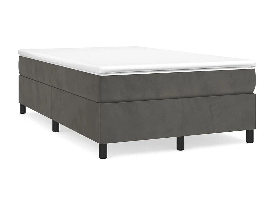 Cama continental boxspring com colchão 120x200 cm veludo cinzento-escuro PT777996