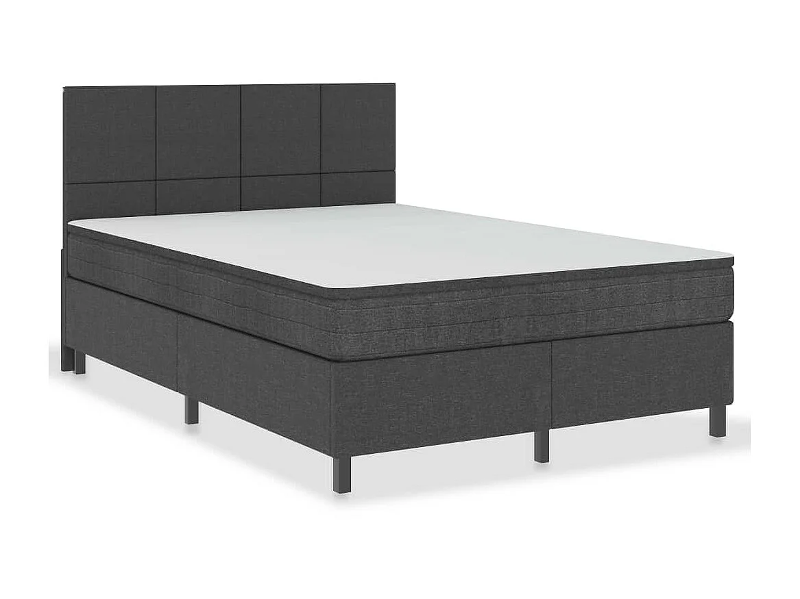 Ensemble complet boxspring - 180x200 cm + Sommier tapissier Gris foncé Tissu 180x200 cm WEW22861