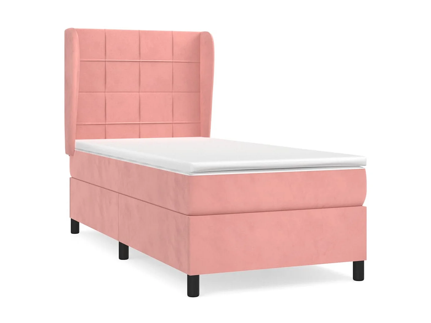Lit-90x190 cm avec sommier tapissier + matelas Rose Velours SRGW89605