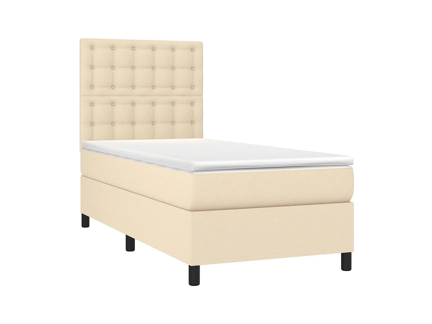 Ensemble complet boxspring - 100x200 cm + sommier tapissier + matelas Crème Tissu SRGW30370