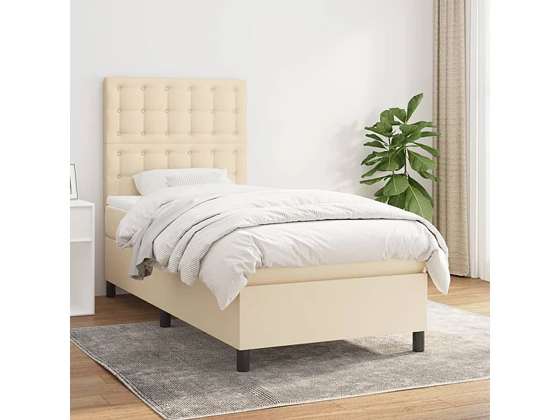 Boxspringbett mit Matratze,Bett für Schlafzimmer Creme 100x200 cm Stoff -CFW22287