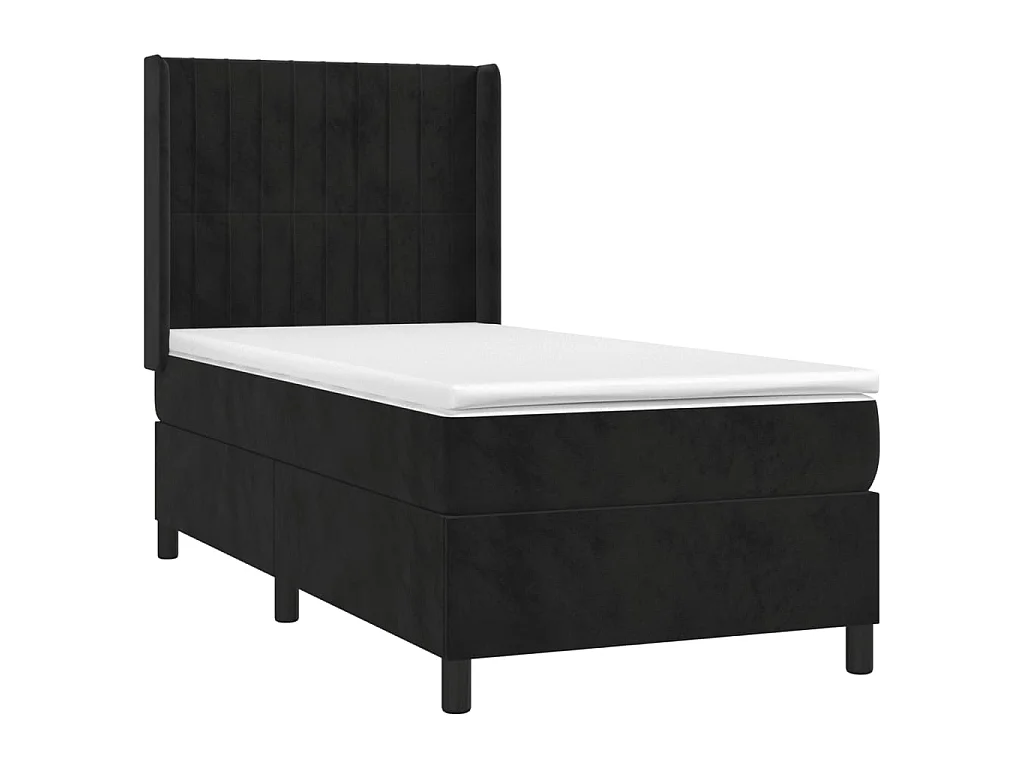 Ensemble complet boxspring - 100x200 cm + sommier à lattes de lit+ matelas + LED Noir Velours SRGW67239