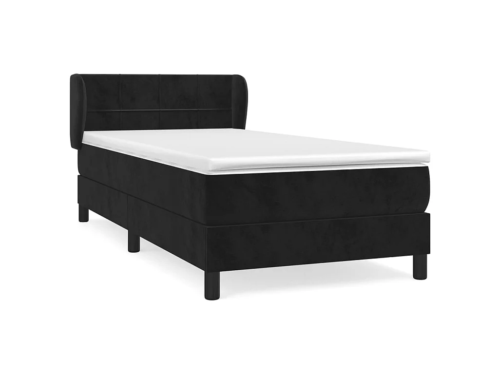 Conjunto Boxspring - 90x190 cm + Somieres + colchón cuero sintético negro ES39734