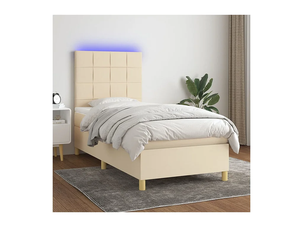 LED-Boxspringbett mit Matratze,Bett für Schlafzimmer Creme 90x200 cm Stoff -CFW90465