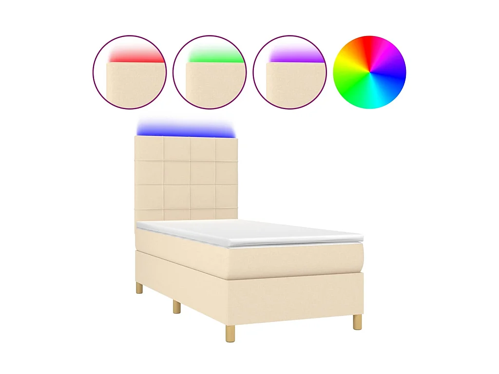 LED-Boxspringbett mit Matratze,Bett für Schlafzimmer Creme 90x200 cm Stoff -CFW90465