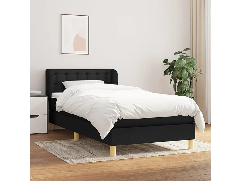 Ensemble complet boxspring - 80x200 cm + sommier tapissier + matelas Noir Tissu SRGW96342