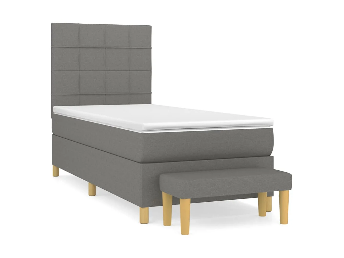 Cama continental com molas+ colchão 90x190 cm tecido cinza-escuro PT199348
