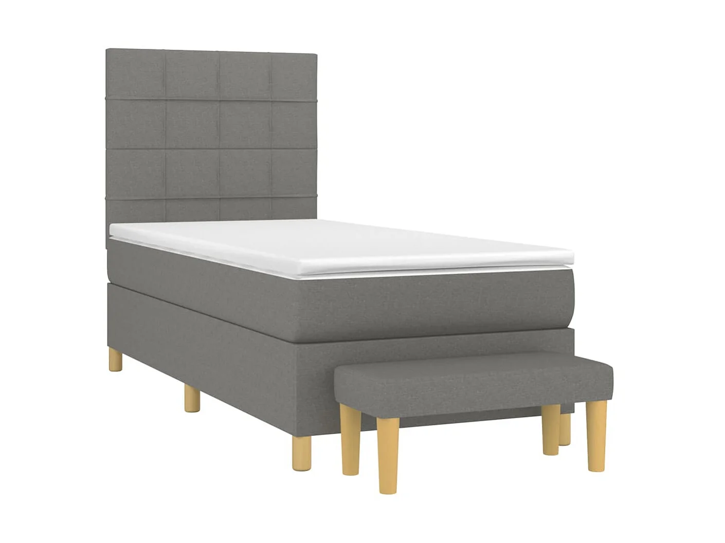 Cama continental com molas+ colchão 90x190 cm tecido cinza-escuro PT199348