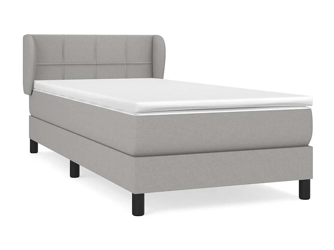 Cama continental com molas+ colchão 80x200 cm tecido cinza-claro PT376568