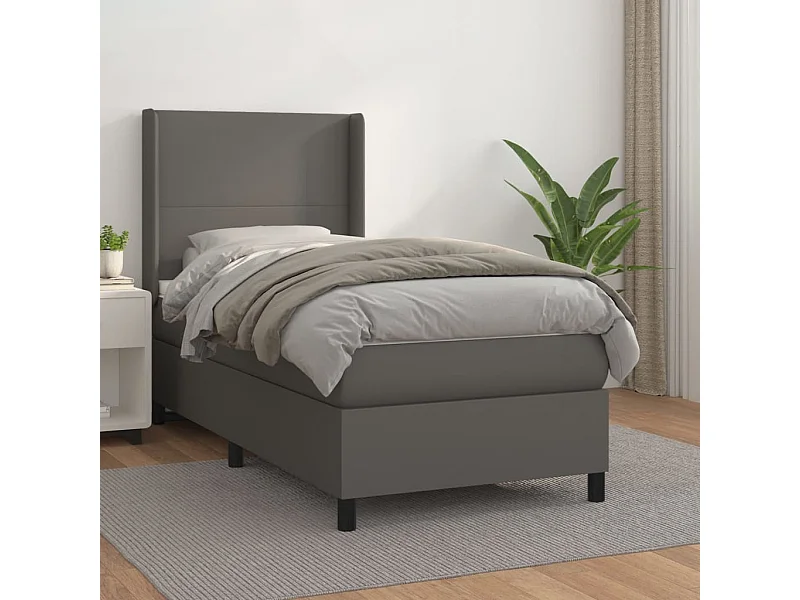 Boxspringbett mit Matratze,Bett für Schlafzimmer Grau 90x190 cm Kunstleder -CFW20553