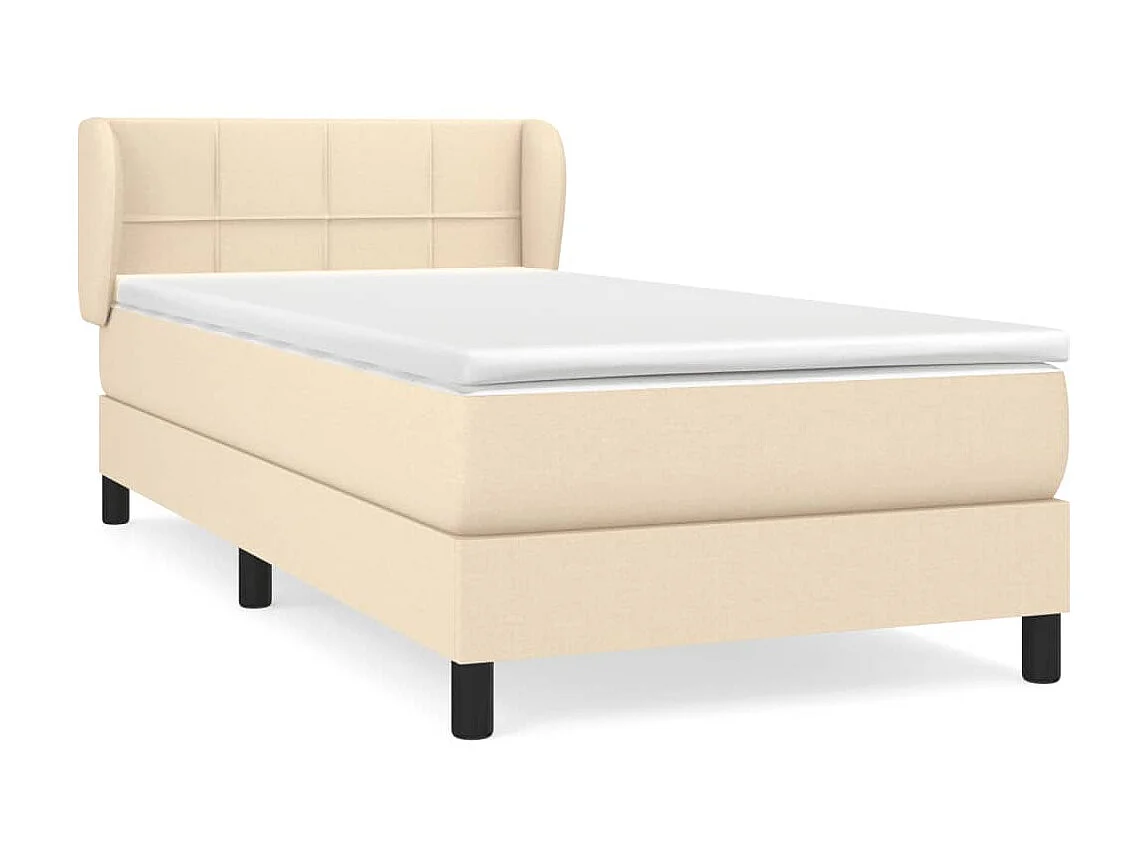 Conjunto Boxspring - 90x200 cm + Somieres + colchón tela color crema ES39851