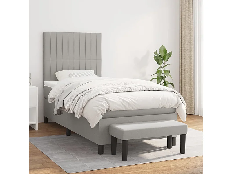 Cama continental com molas+ colchão 80x200 cm tecido cinza-claro PT927473