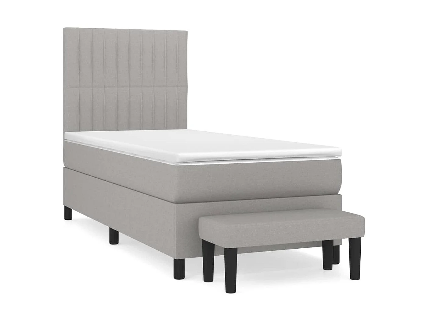 Cama continental com molas+ colchão 80x200 cm tecido cinza-claro PT927473