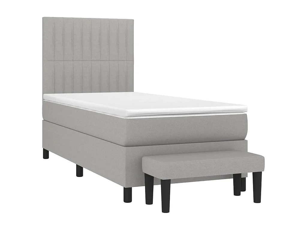 Cama continental com molas+ colchão 80x200 cm tecido cinza-claro PT927473
