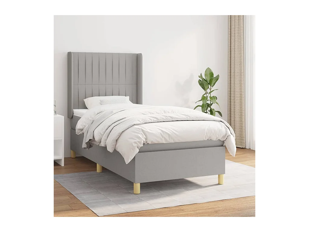 Cama continental com molas+ colchão 80x200 cm tecido cinza-claro PT772163