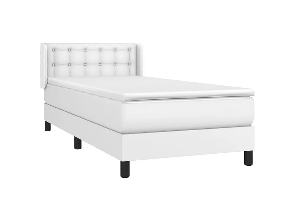 Conjunto Boxspring - 90x190 cm + Somieres + colchón cuero sintético blanco ES38624