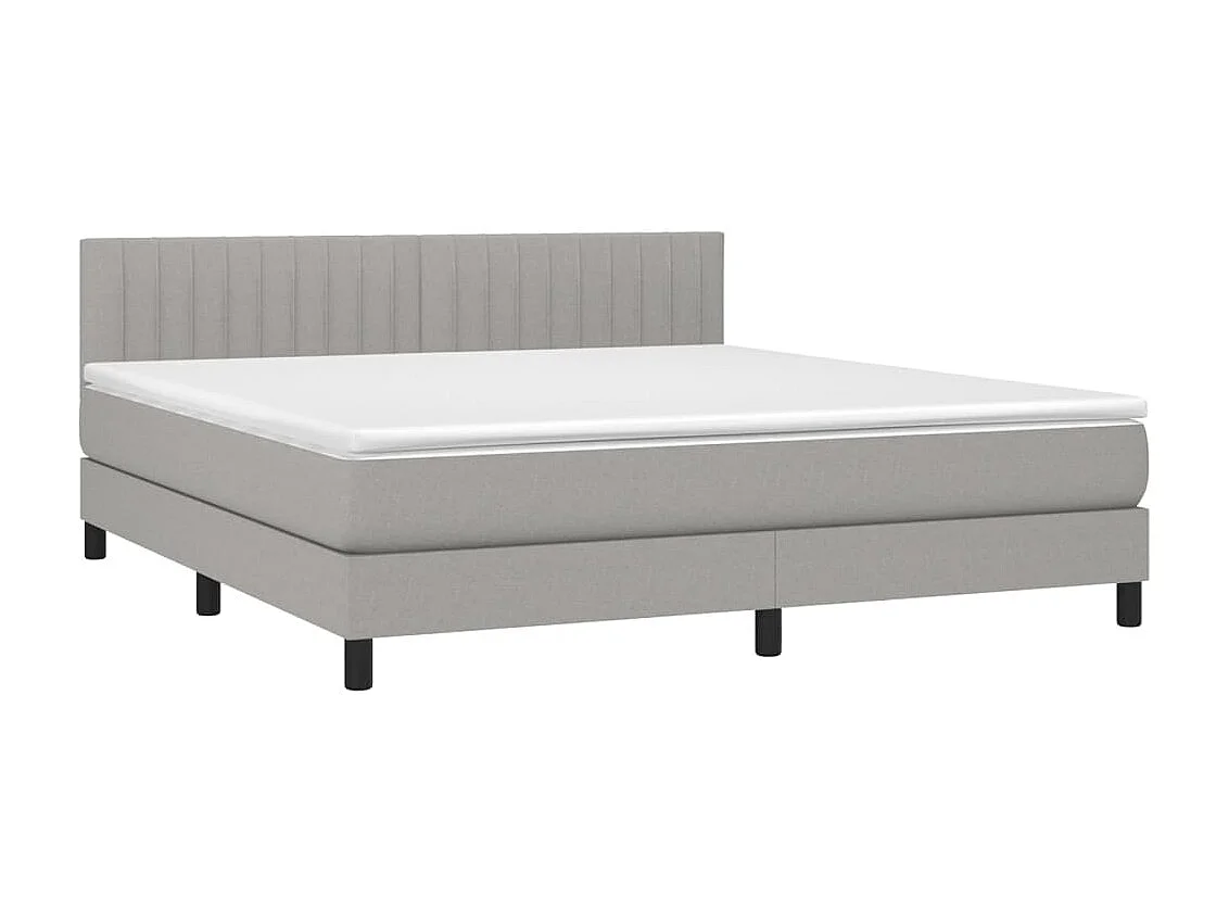 Ensemble complet boxspring - 180x200 cm + sommier à lattes de lit + matelas + LED Gris clair SRGW51495