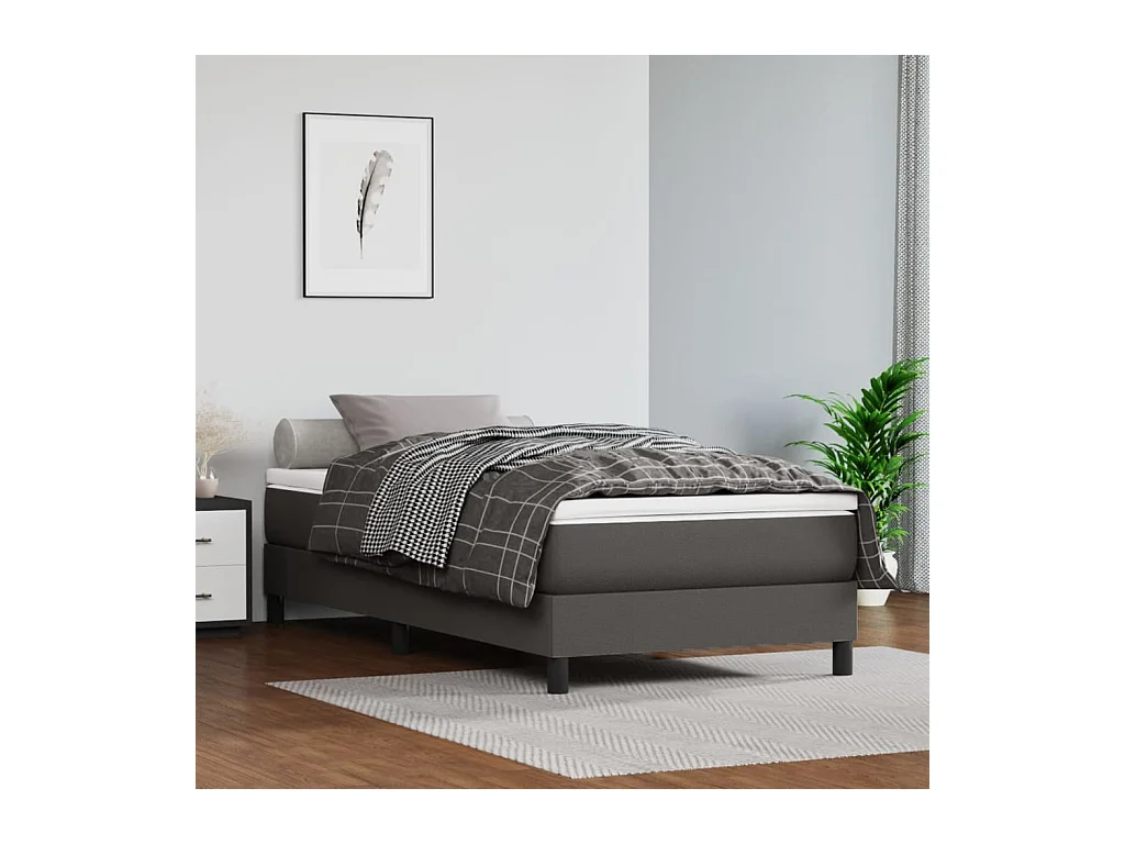 Conjunto Boxspring - 90x190 cm + Somieres + colchón cuero sintético gris ES41644