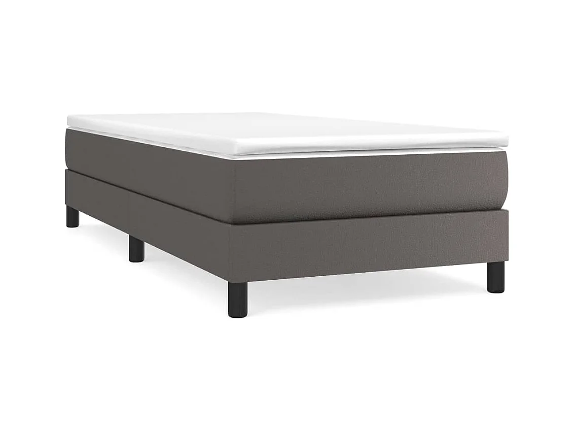 Conjunto Boxspring - 90x190 cm + Somieres + colchón cuero sintético gris ES41644