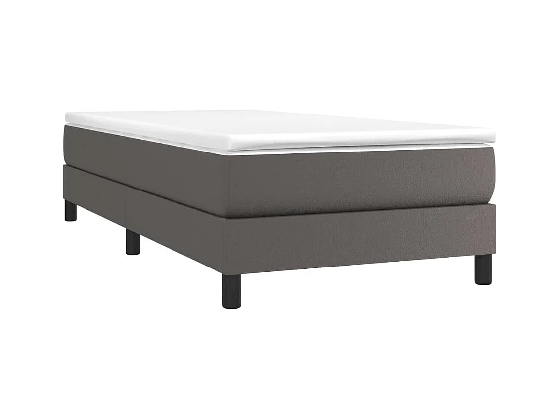 Conjunto Boxspring - 90x190 cm + Somieres + colchón cuero sintético gris ES41644