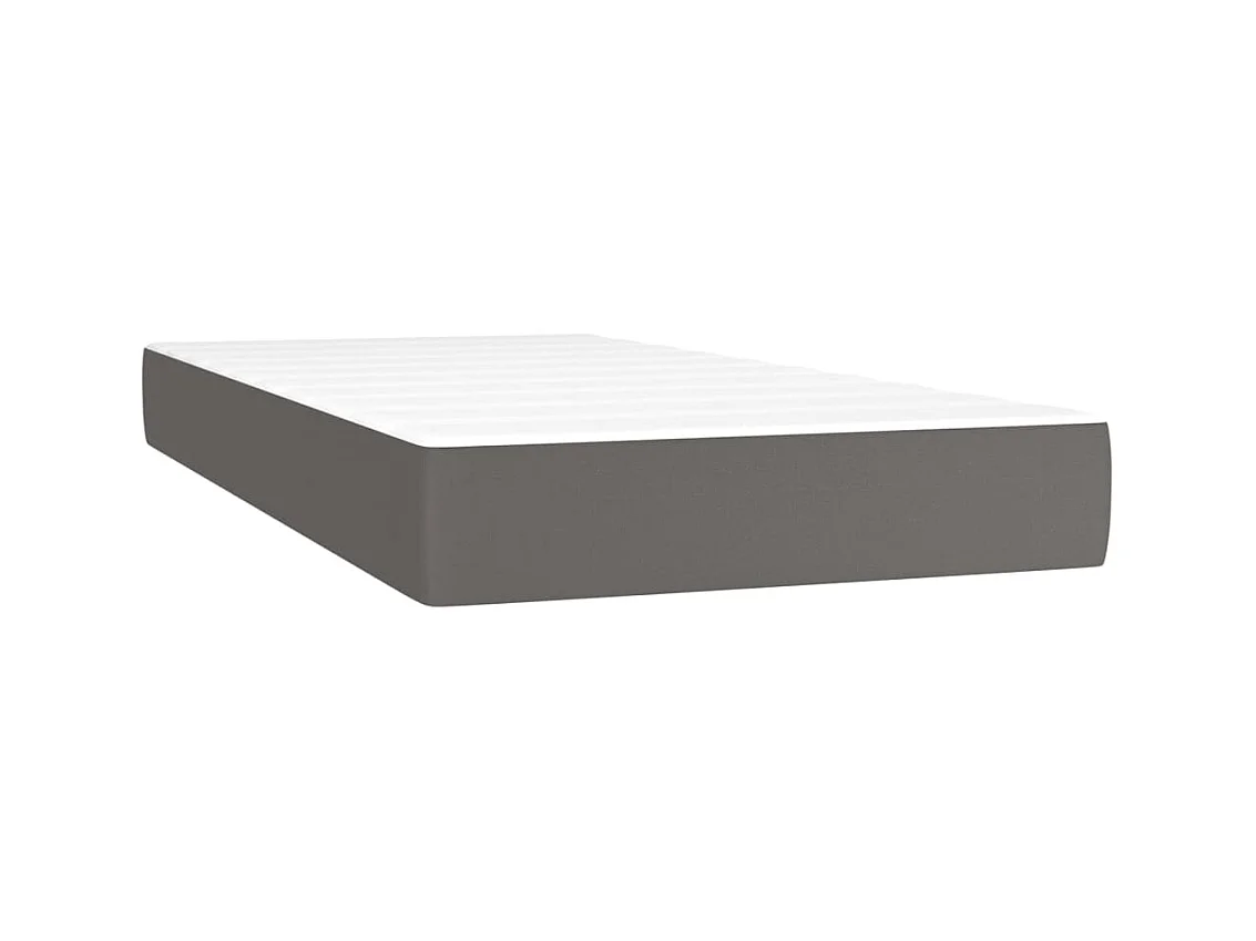Conjunto Boxspring - 90x190 cm + Somieres + colchón cuero sintético gris ES41644