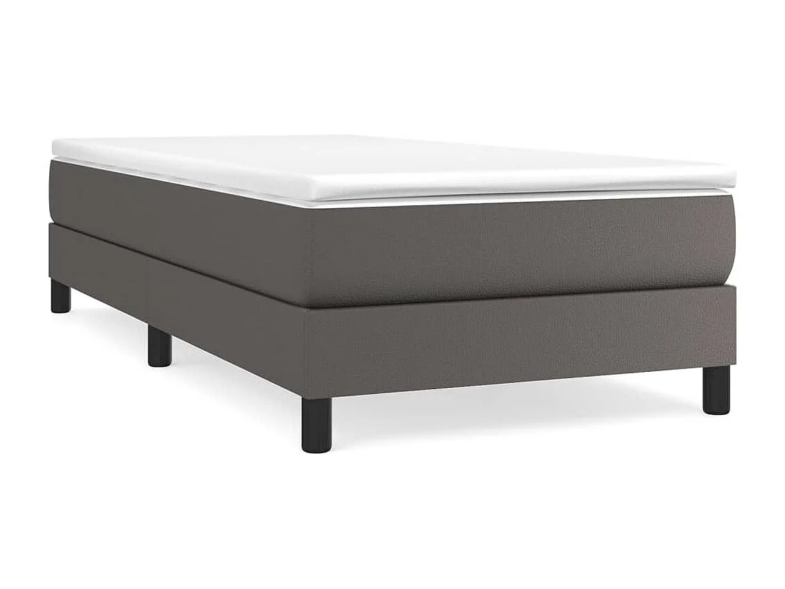Ensemble complet boxspring - 90x190 cm + sommier tapissier + matelas Gris Similicuir SRGW29257