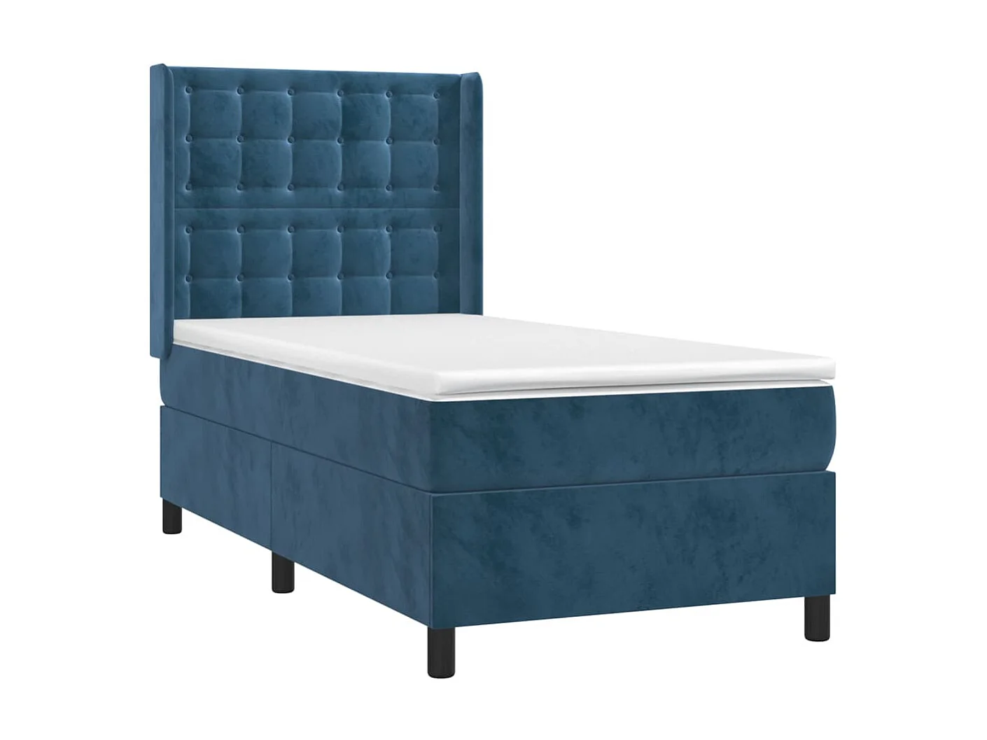 Ensemble complet boxspring - 80x200 cm + sommier tapissier + matelas Bleu foncé Velours SRGW89675