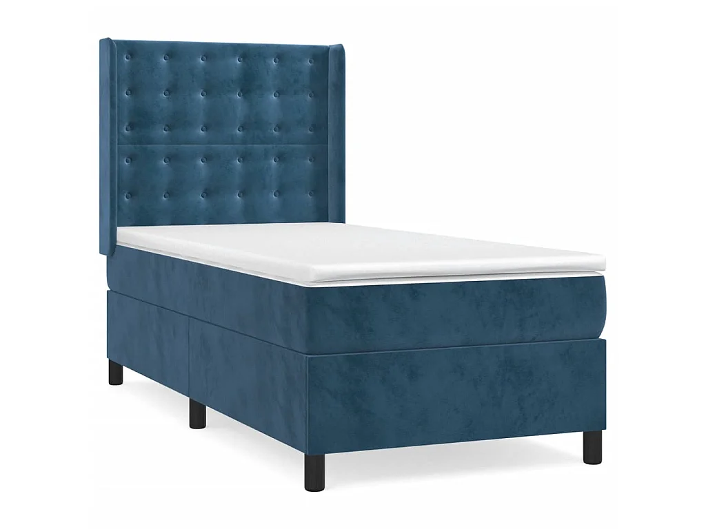 Conjunto Boxspring - 80x200 cm + Somieres + colchón terciopelo azul oscuro ES36603