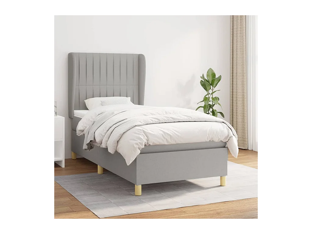 Conjunto Boxspring - 80x200 cm + Somieres + colchón tela gris claro ES36902