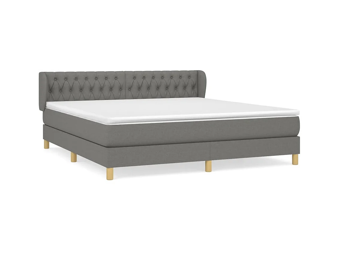 Ensemble complet boxspring - 180x200 cm + sommier tapissier + matelas Gris foncé Tissu SRGW21459