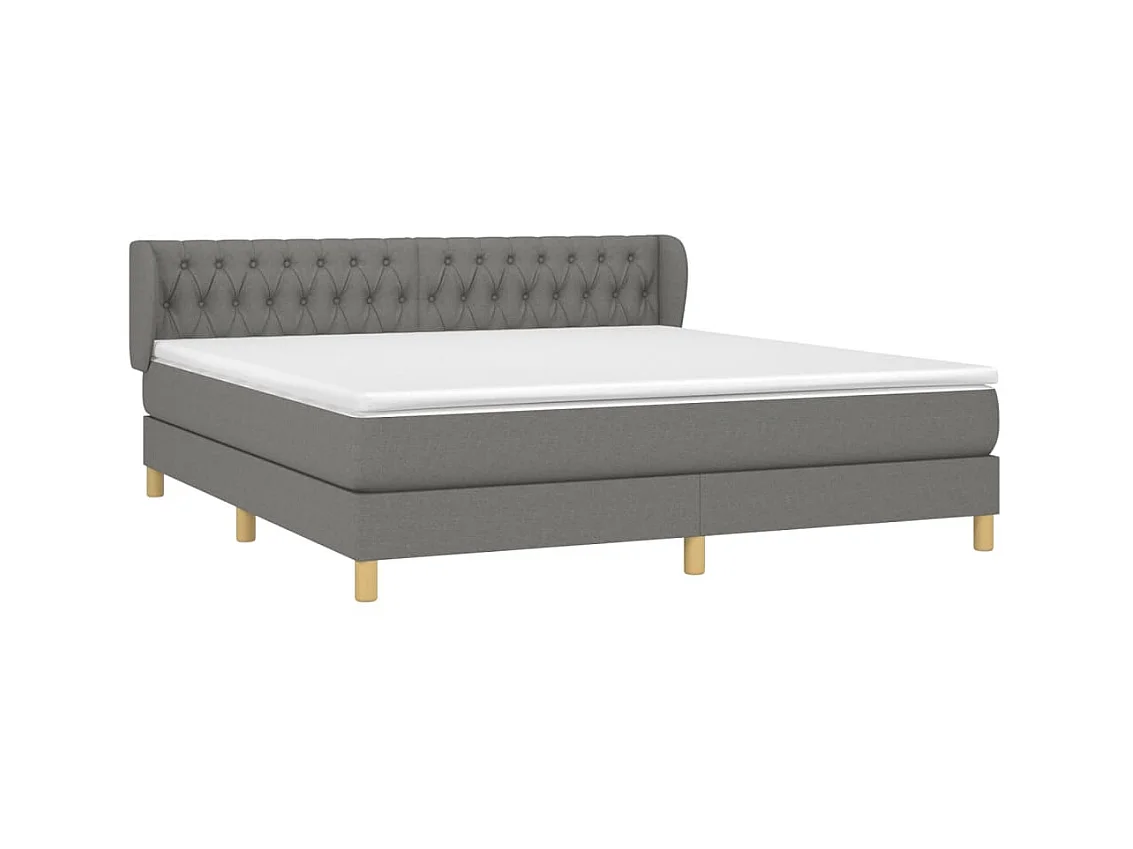 Ensemble complet boxspring - 180x200 cm + sommier tapissier + matelas Gris foncé Tissu SRGW21459