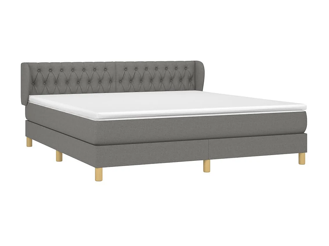 Ensemble complet boxspring - 180x200 cm + sommier tapissier + matelas Gris foncé Tissu SRGW21459