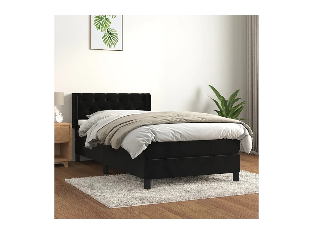 Ensemble complet boxspring - 80x200 cm + sommier tapissier + matelas Noir Velours SRGW25507