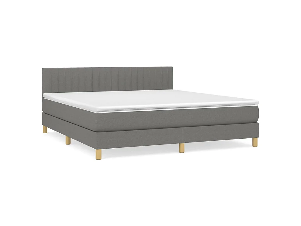 Ensemble complet boxspring - 180x200 cm + sommier tapissier + matelas Gris foncé Tissu SRGW69570